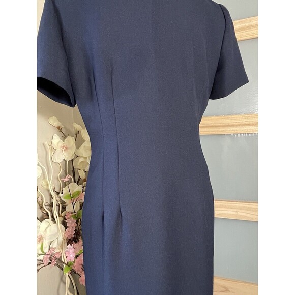VTG 80s Jessica Howard Asymmetrical Closure Button Up Navy Blue Dress Sz 12 - Picture 11 of 11
